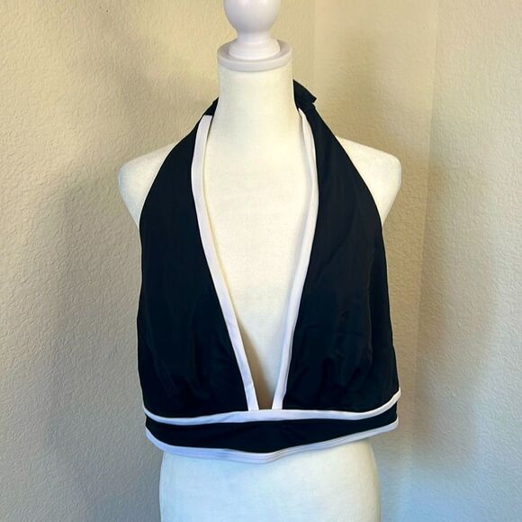 Women's Swimsuits for All Black and White Halter Bikini Top ~ Size 20 - Picture 1 of 7